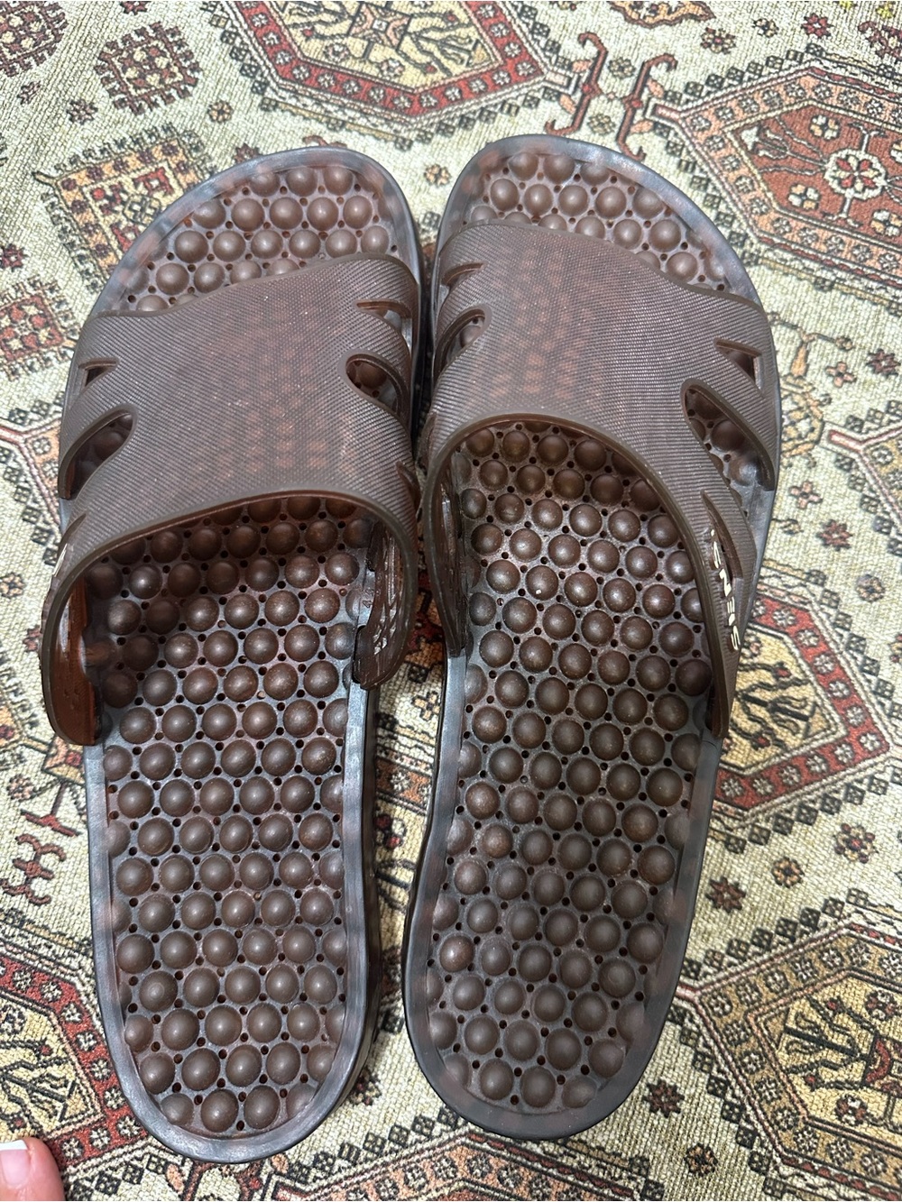 Sensi Regatta Ice Massage Bubble Waterproof Slide Sandals Brown, made in Italy
